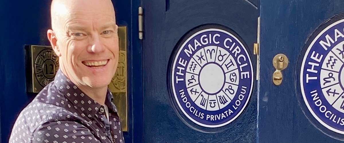 Darren Delaney outside the door of The Magic Circle Headquarters. But what is The Magic Circle and what's inside the building?