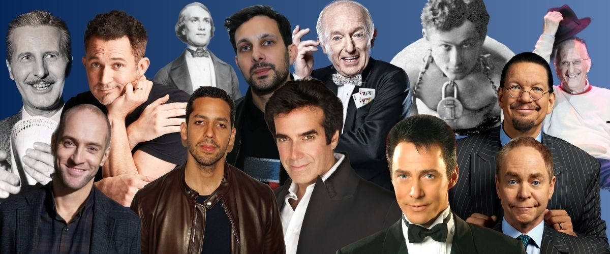 composite picture featuring 13 of the most famous magicians in the world