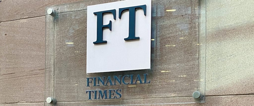 Plaque outside the Financial Times' offices