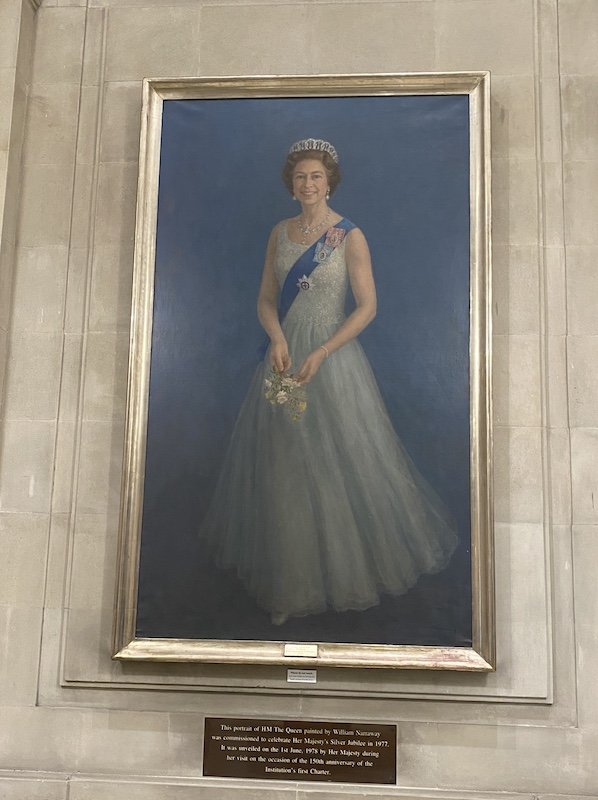 Painting of Queen Elizabeth II at One Great George Street, Westminster
