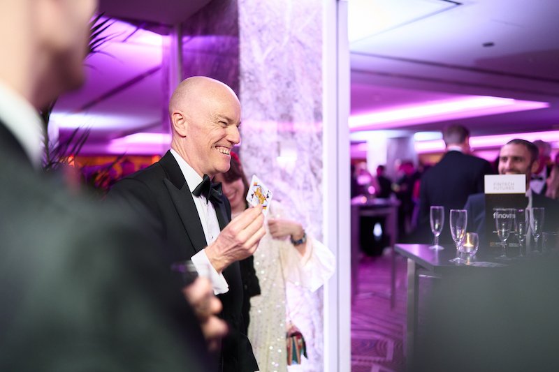 Close-up Magic at The Banking Tech Awards 2024 13 Magician Darren Delaney performing card tricks at the Banking Tech Awards 2024