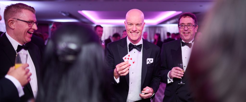 Close-up Magic at The Banking Tech Awards 2024 2 Darren Delaney performing a card trick at the Banking Tech Awards 2024