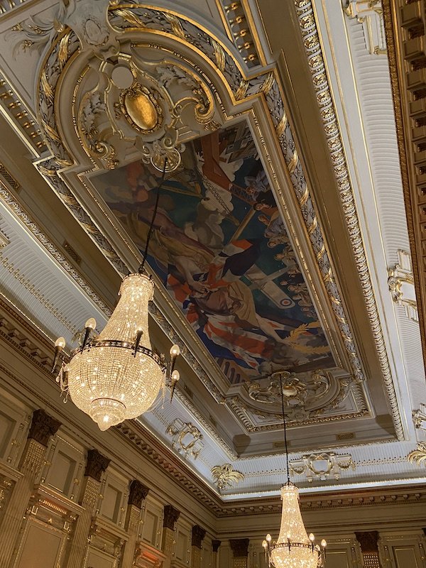 The ceiling of The Great Hall at One Great George Street, Westminster