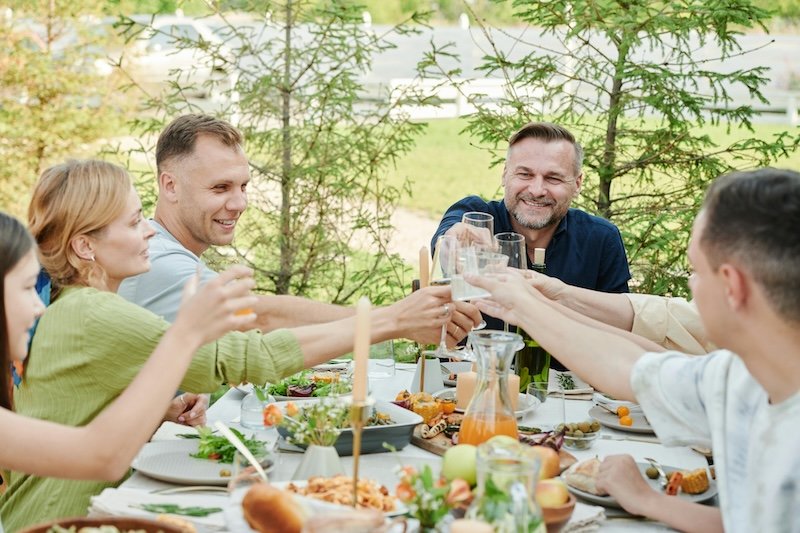 People celebrating at a garden party