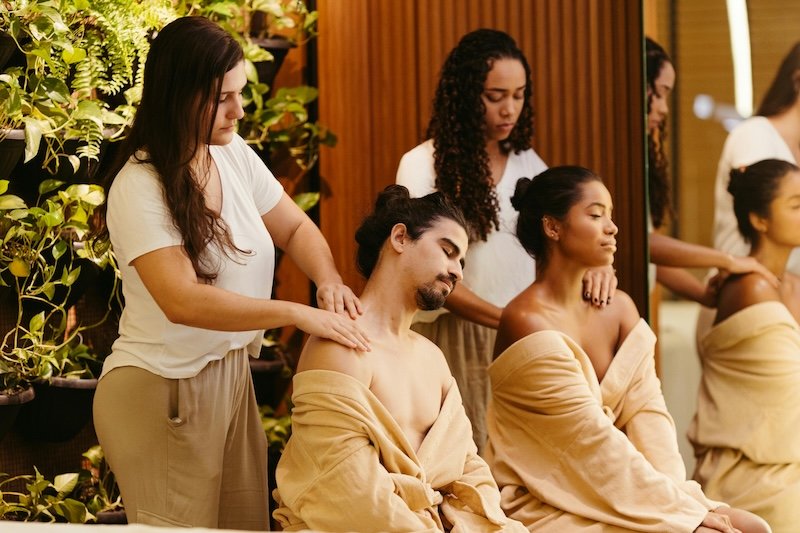 People getting a massage at a luxury spa